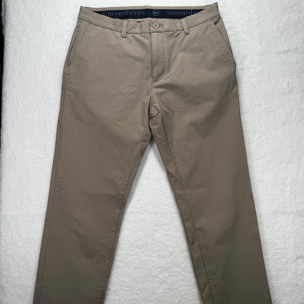 Vineyard Vines Mens On The Go Pant 31x32 Khaki Tan Chino Stretch Performance